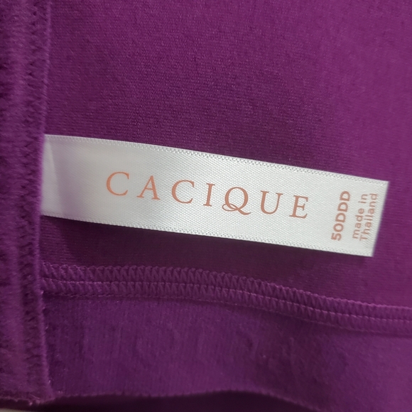 NWT Cacique Bra 50DDD 50F Unlined Full Coverage No-Wire Purple Polka Dot Comfy - Picture 11 of 12